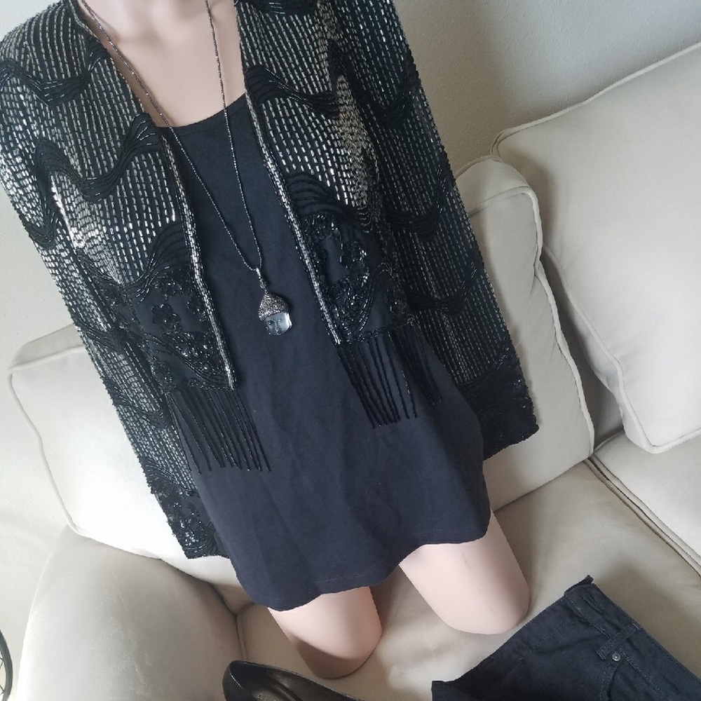Beautiful vintage black beaded 80s jacket!